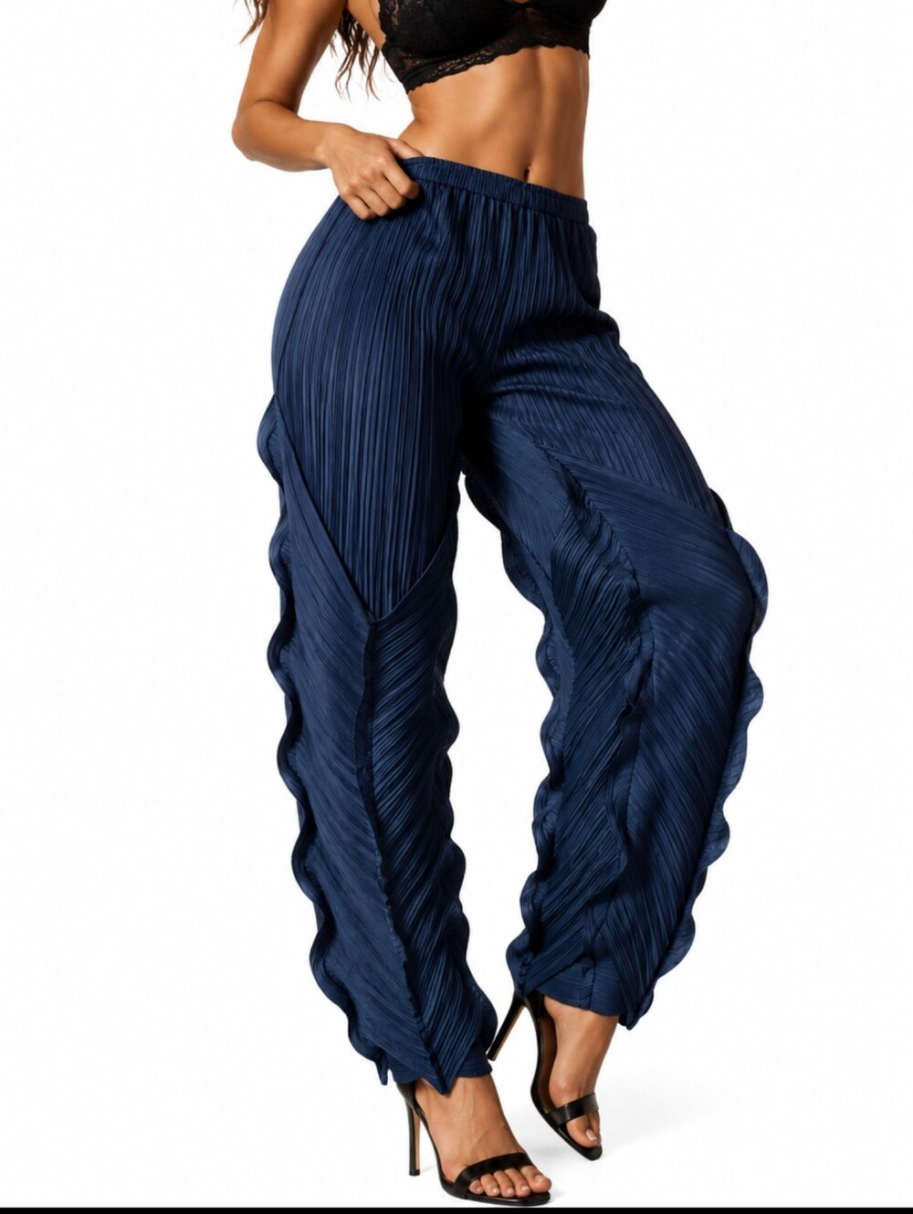 Souk + Sepia Navy Blue Pleats RARE Women's Pants Size M? WAIST 29" #P1